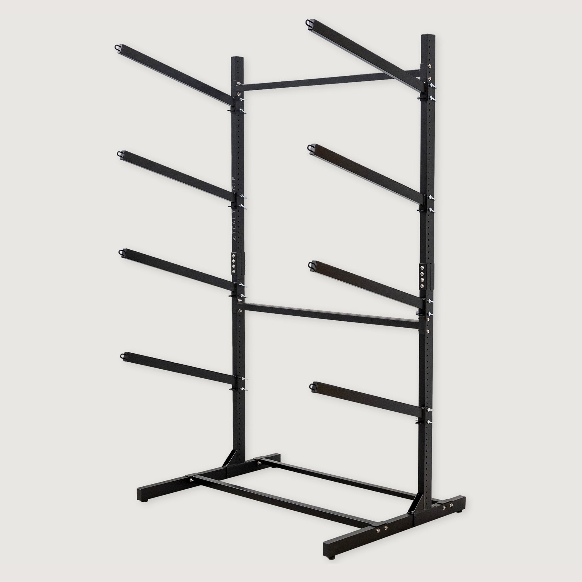 freestanding black kayak storage rack