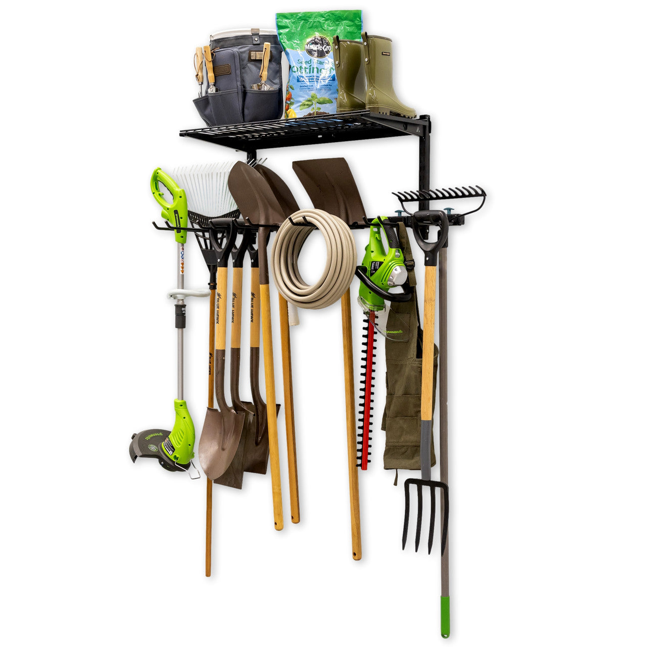 tool storage rack with shelf